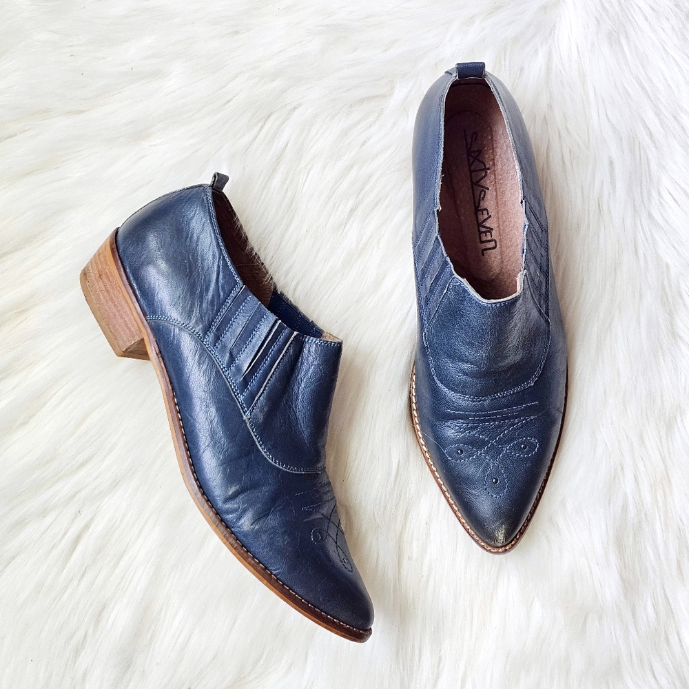 Anthropologie Sixty Seven Blue Leather Ankle Boots – Women’s EU 41 US 9.5 10